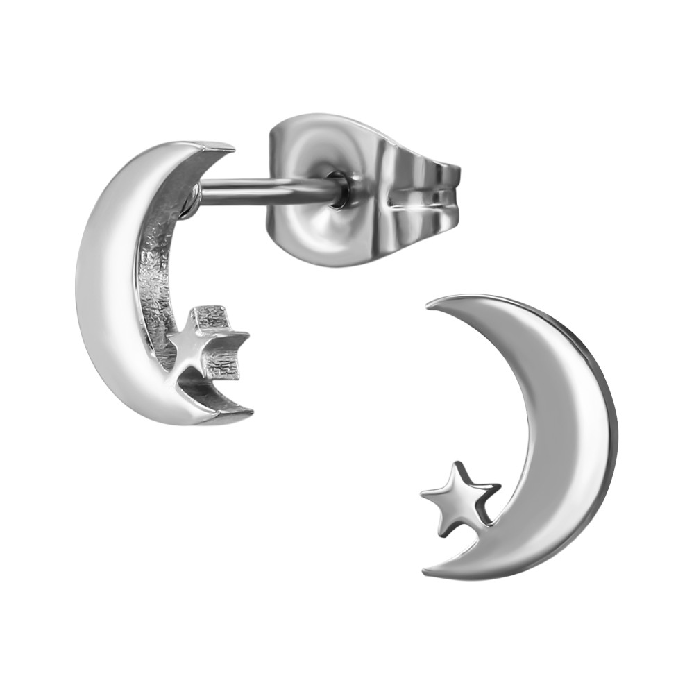 Hold és Csillag Nemesacél Stift Fülbevaló