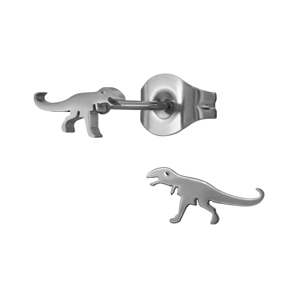 T-rex lány fülbevaló – rozsdamentes acél, stift, arany színű