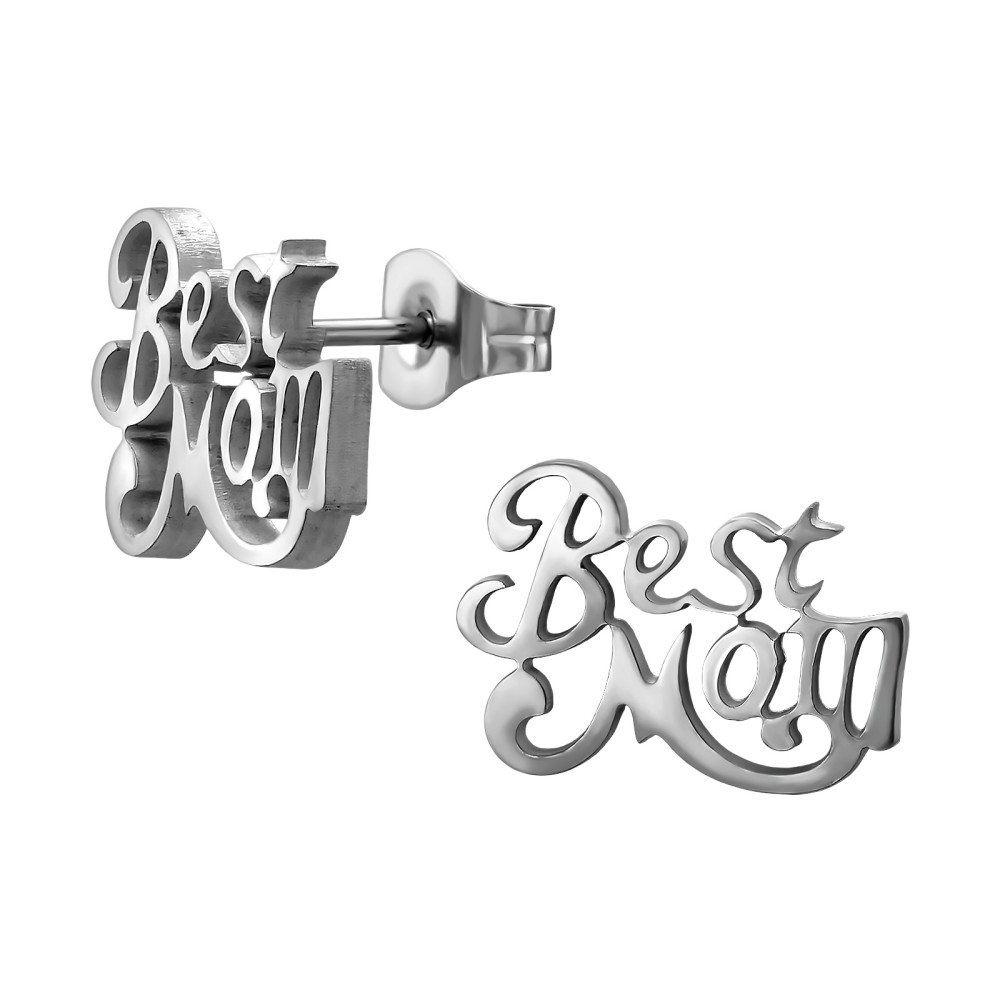 Best Mom lány fülbevaló – rozsdamentes acél, stift Best Mom lány fülbevaló – rozsdamentes acél, stift
