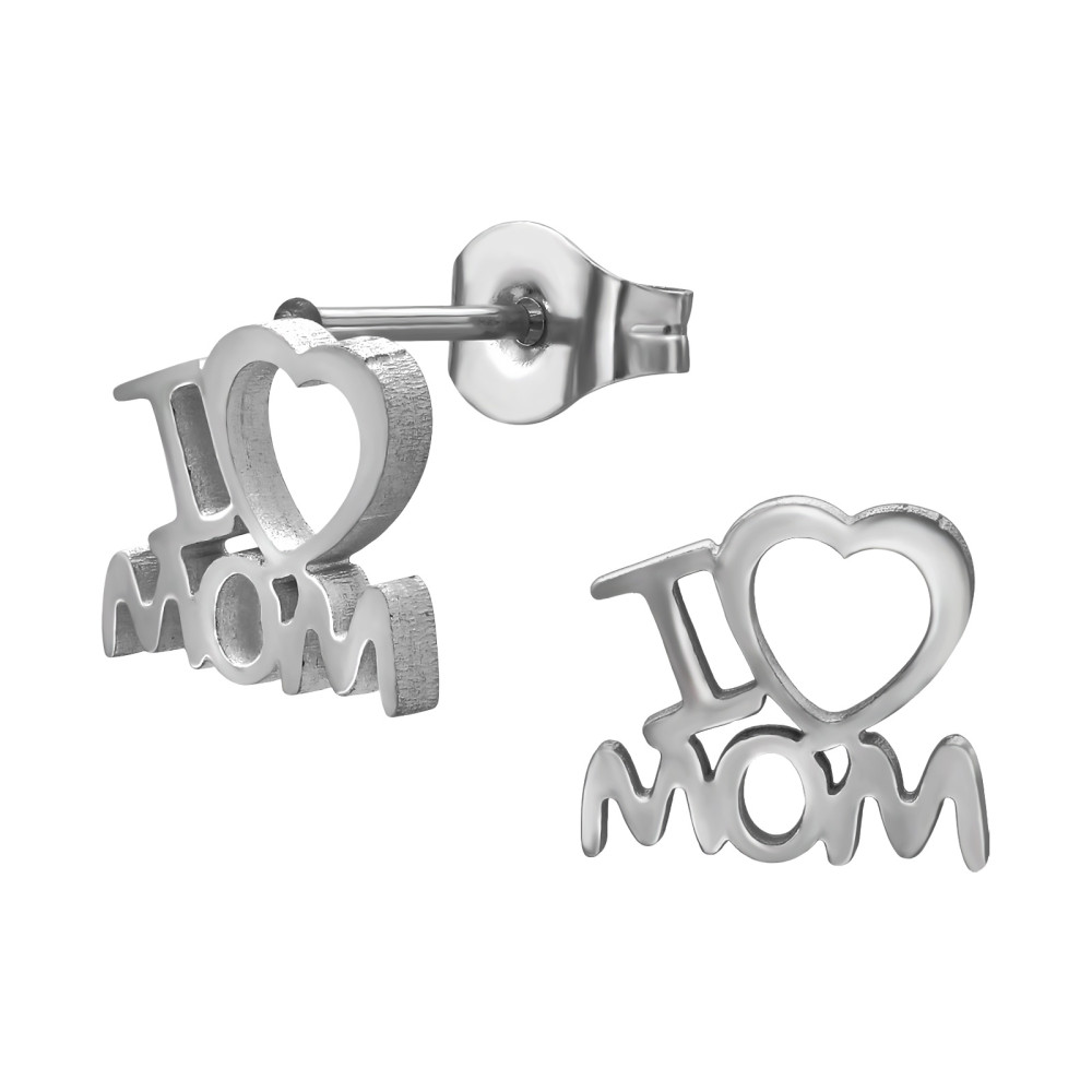 I Love Mom lány fülbevaló – rozsdamentes acél, stift I Love Mom lány fülbevaló – rozsdamentes acél, stift