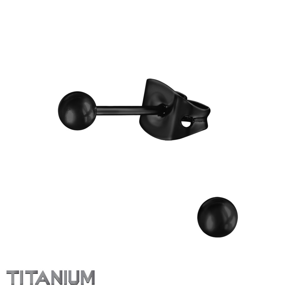 Titán stift fülbevaló, fekete 1