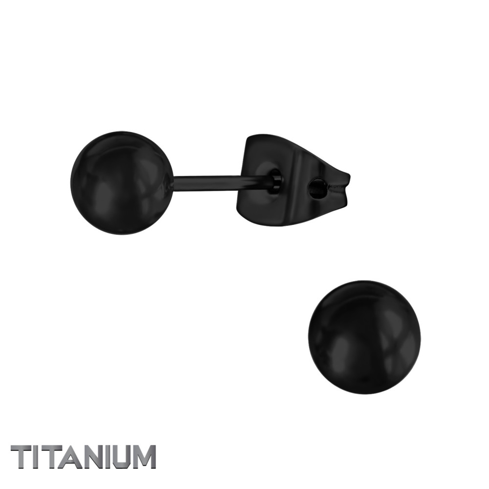 Titán stift fülbevaló, fekete 2