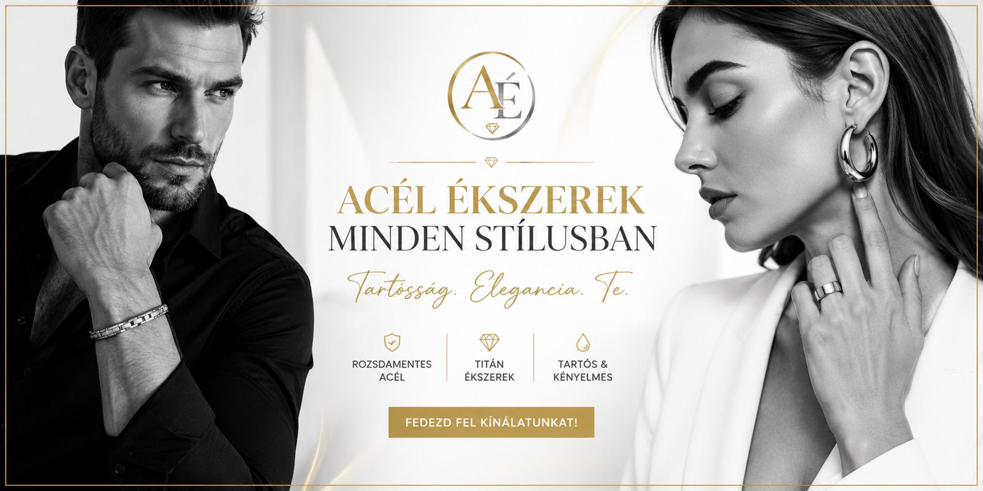 Nemesacél és titán ékszerek - acél karkötő, acél karika fülbevaló | Acél Ékszer Shop